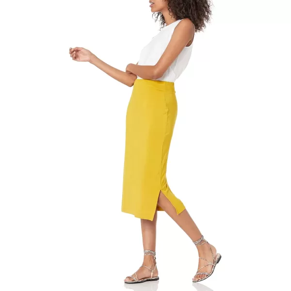 Amazon Essentials Womens PullOn Knit Midi Skirt Available in Plus SizeDark Yellow