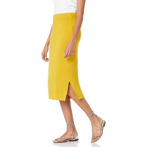 Amazon Essentials Womens PullOn Knit Midi Skirt Available in Plus SizeDark Yellow