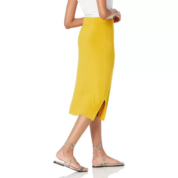 Amazon Essentials Womens PullOn Knit Midi Skirt Available in Plus SizeDark Yellow