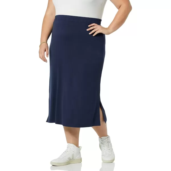 Amazon Essentials Womens PullOn Knit Midi Skirt Available in Plus SizeNavy