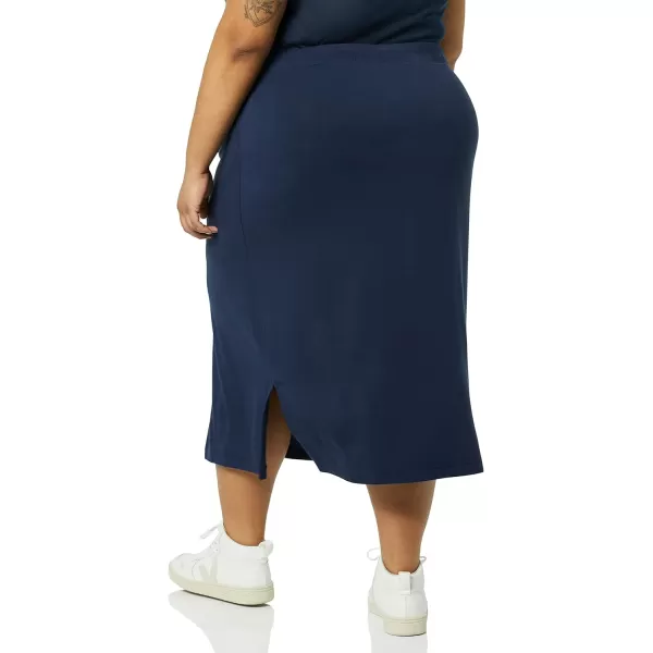 Amazon Essentials Womens PullOn Knit Midi Skirt Available in Plus SizeNavy
