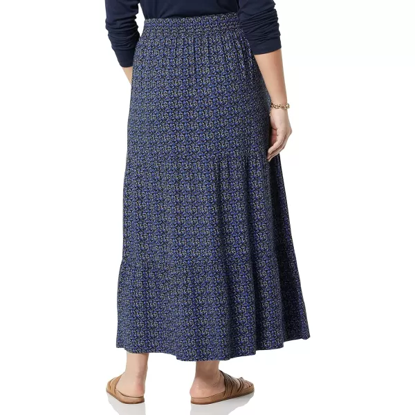 Amazon Essentials Womens PullOn Woven Tiered Maxi SkirtNavy Floral