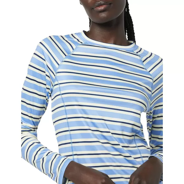 Amazon Essentials Womens Rash Guard Long SleeveBlue Horizontal Stripe