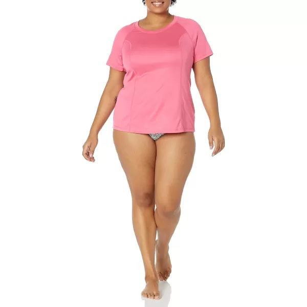 Amazon Essentials Womens Rash Guard Short SleeveHot Pink