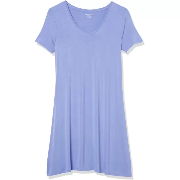 Amazon Essentials Womens Regular ShortSleeve vNeck Swing DressRayon Blend Soft Violet