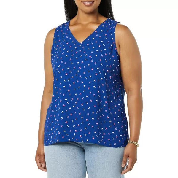 Amazon Essentials Womens RegularFit Sleeveless Layering Tank Top Available in Plus SizeBright Blue Ditsy Floral