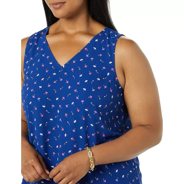 Amazon Essentials Womens RegularFit Sleeveless Layering Tank Top Available in Plus SizeBright Blue Ditsy Floral