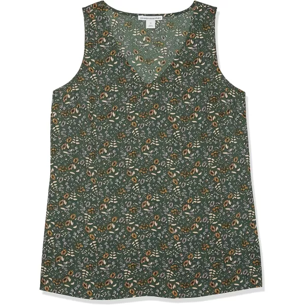 Amazon Essentials Womens RegularFit Sleeveless Layering Tank Top Available in Plus SizeDark Green Floral