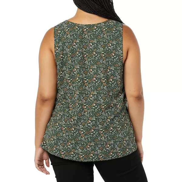 Amazon Essentials Womens RegularFit Sleeveless Layering Tank Top Available in Plus SizeDark Green Floral