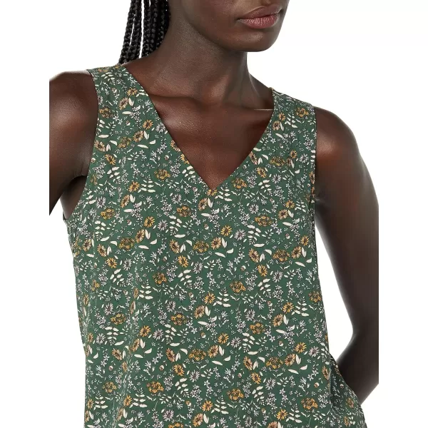 Amazon Essentials Womens RegularFit Sleeveless Layering Tank Top Available in Plus SizeDark Green Floral