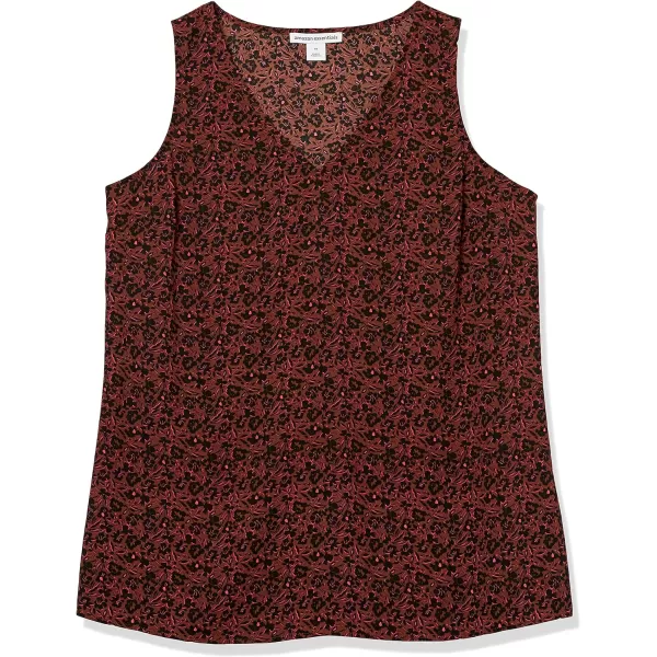 Amazon Essentials Womens RegularFit Sleeveless Layering Tank Top Available in Plus SizeDark Toffee Brown Floral