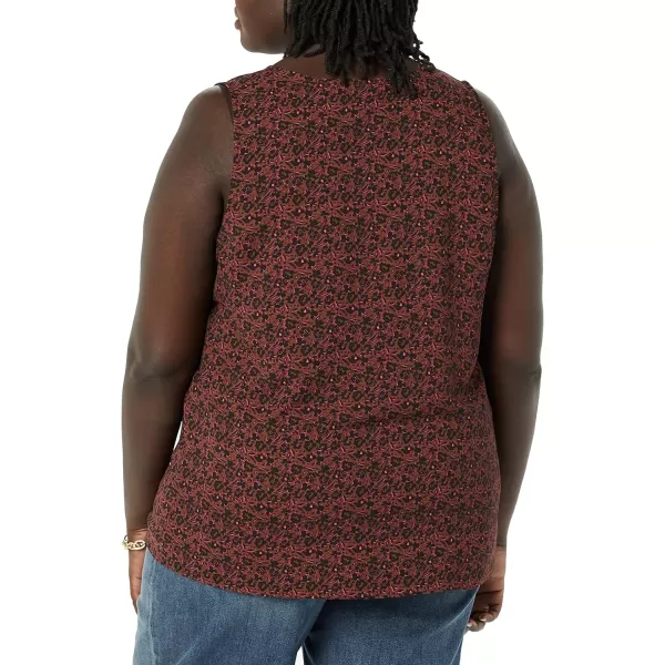 Amazon Essentials Womens RegularFit Sleeveless Layering Tank Top Available in Plus SizeDark Toffee Brown Floral