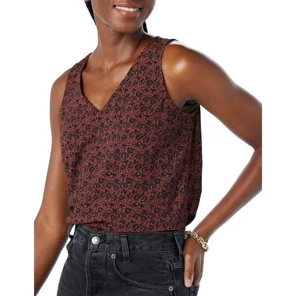 Amazon Essentials Womens RegularFit Sleeveless Layering Tank Top Available in Plus SizeDark Toffee Brown Floral