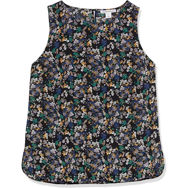 Amazon Essentials Womens RegularFit Sleeveless Layering Tank Top Crew NeckBlack Ditsy Floral