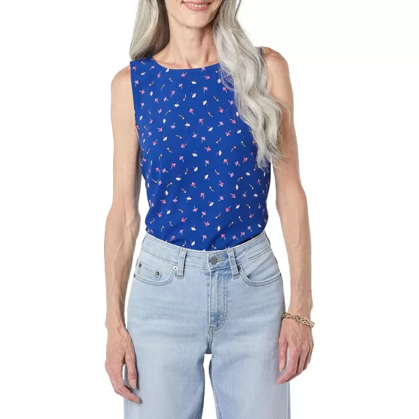 Amazon Essentials Womens RegularFit Sleeveless Layering Tank Top Crew NeckBright Blue Ditsy Floral