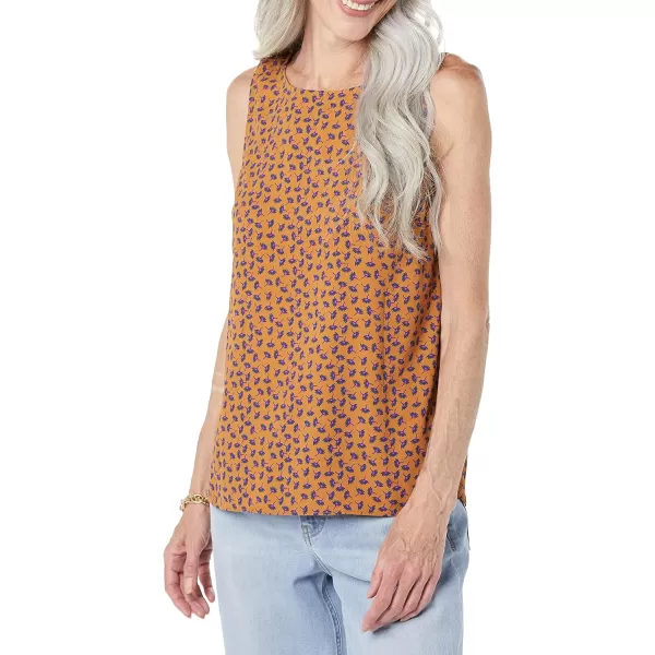 Amazon Essentials Womens RegularFit Sleeveless Layering Tank Top Crew NeckDark Camel Floral