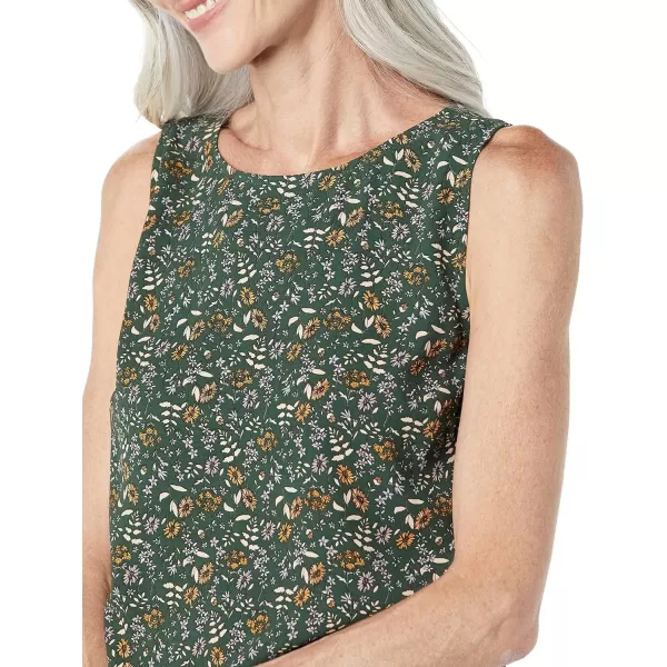 Amazon Essentials Womens RegularFit Sleeveless Layering Tank Top Crew NeckDark Green Floral