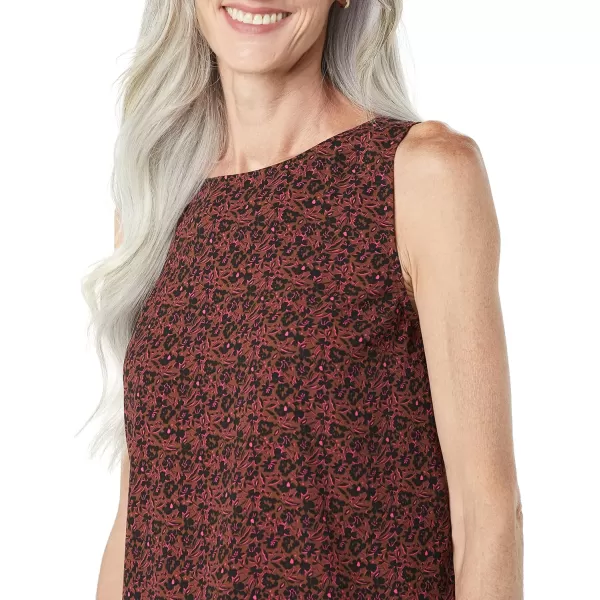 Amazon Essentials Womens RegularFit Sleeveless Layering Tank Top Crew NeckDark Toffee Brown Floral