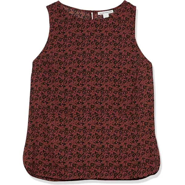 Amazon Essentials Womens RegularFit Sleeveless Layering Tank Top Crew NeckDark Toffee Brown Floral