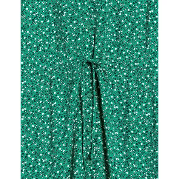 Amazon Essentials Womens Relaxed Fit HalfSleeve Waisted Midi ALine DressGreen Leaf Print