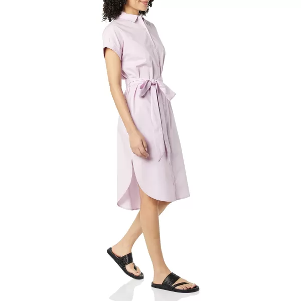 Amazon Essentials Womens Relaxed Fit Short Sleeve Button Front Belted Shirt DressLilac