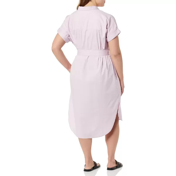 Amazon Essentials Womens Relaxed Fit Short Sleeve Button Front Belted Shirt DressLilac