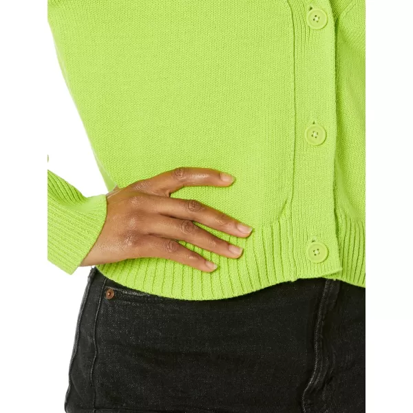 Amazon Essentials Womens Relaxed Fit VNeck Cropped CardiganLime Green