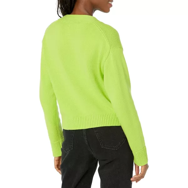 Amazon Essentials Womens Relaxed Fit VNeck Cropped CardiganLime Green