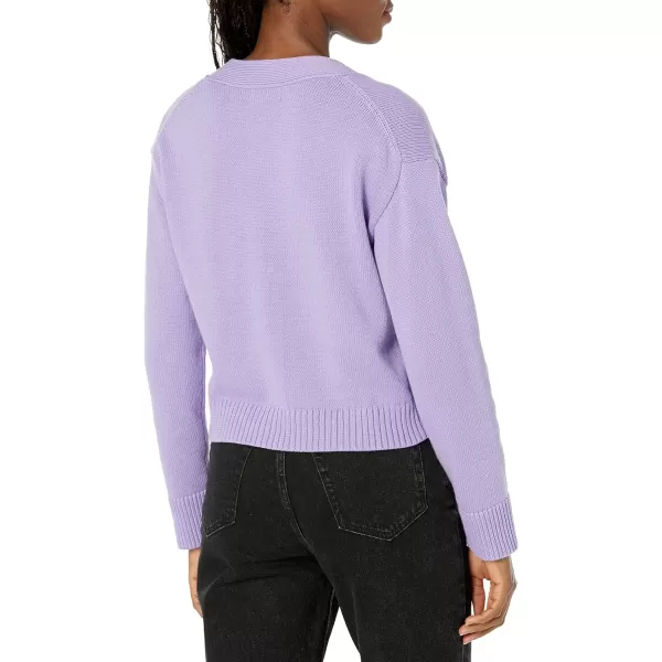 Amazon Essentials Womens Relaxed Fit VNeck Cropped CardiganPurple