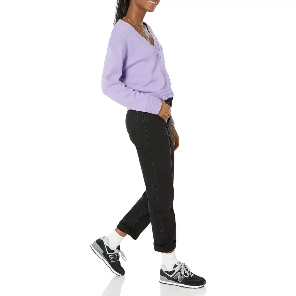 Amazon Essentials Womens Relaxed Fit VNeck Cropped CardiganPurple