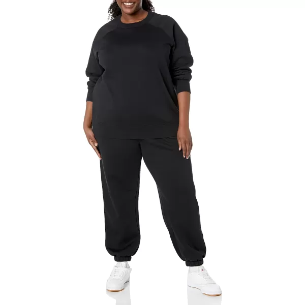 Amazon Essentials Womens RelaxedFit Crew Neck Long Sleeve Sweatshirt Available in Plus SizeBlack