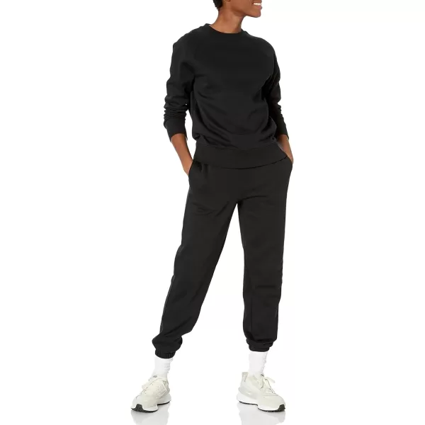 Amazon Essentials Womens RelaxedFit Crew Neck Long Sleeve Sweatshirt Available in Plus SizeBlack