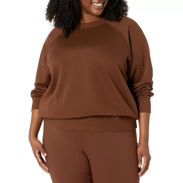 Amazon Essentials Womens RelaxedFit Crew Neck Long Sleeve Sweatshirt Available in Plus SizeDeep Brown