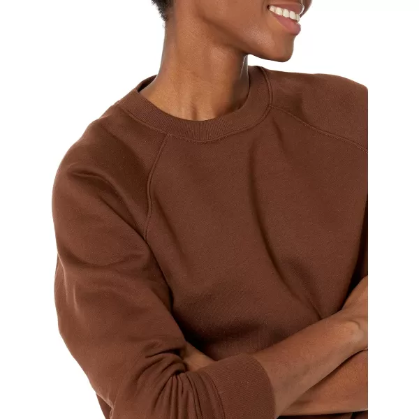 Amazon Essentials Womens RelaxedFit Crew Neck Long Sleeve Sweatshirt Available in Plus SizeDeep Brown