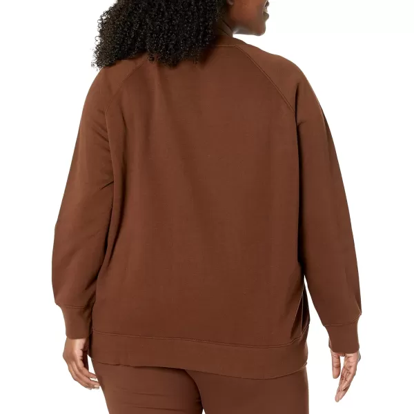 Amazon Essentials Womens RelaxedFit Crew Neck Long Sleeve Sweatshirt Available in Plus SizeDeep Brown