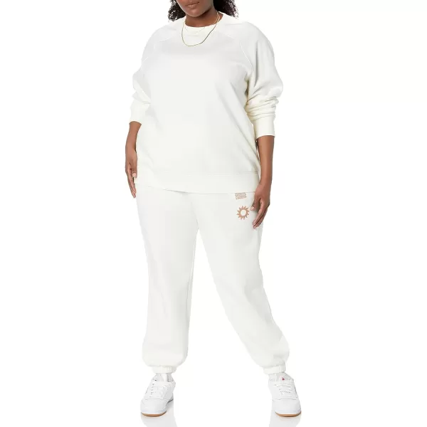 Amazon Essentials Womens RelaxedFit Crew Neck Long Sleeve Sweatshirt Available in Plus SizeEggshell White