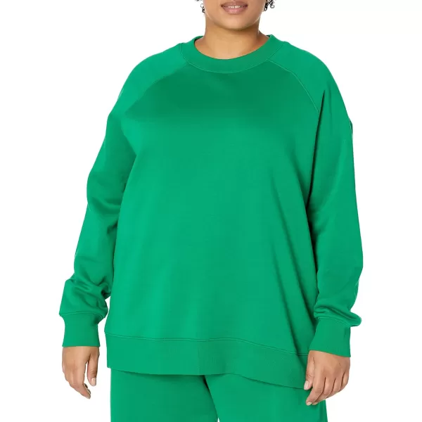 Amazon Essentials Womens RelaxedFit Crew Neck Long Sleeve Sweatshirt Available in Plus SizeGreen