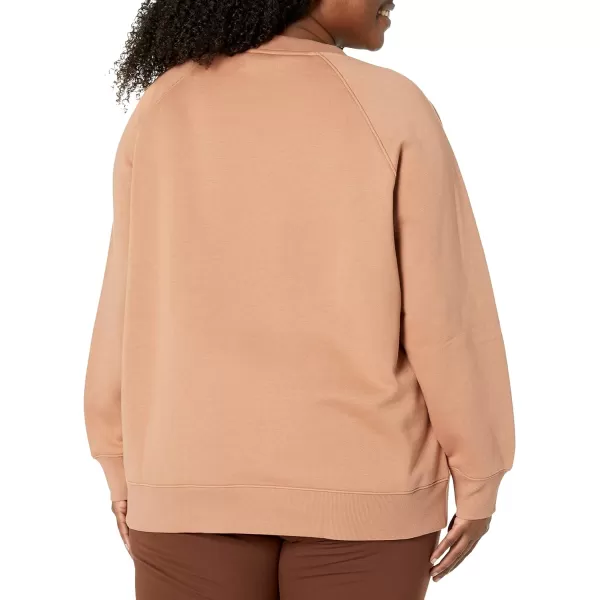 Amazon Essentials Womens RelaxedFit Crew Neck Long Sleeve Sweatshirt Available in Plus SizeLight Brown
