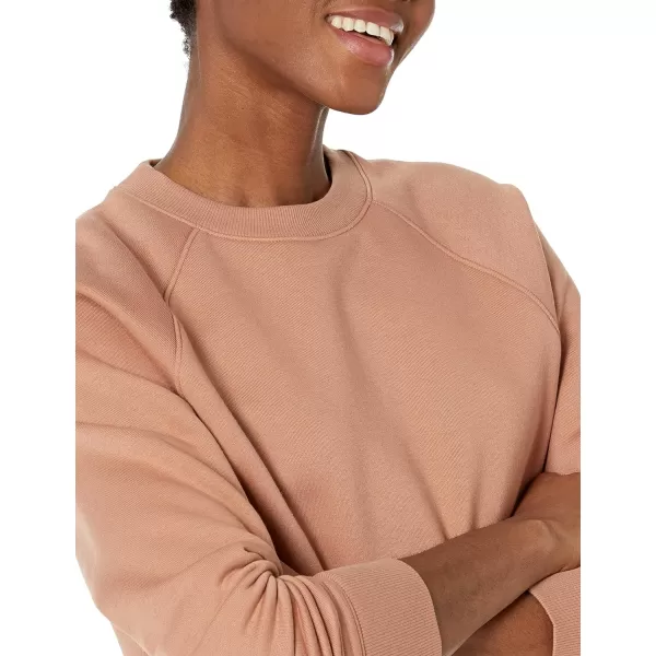 Amazon Essentials Womens RelaxedFit Crew Neck Long Sleeve Sweatshirt Available in Plus SizeLight Brown