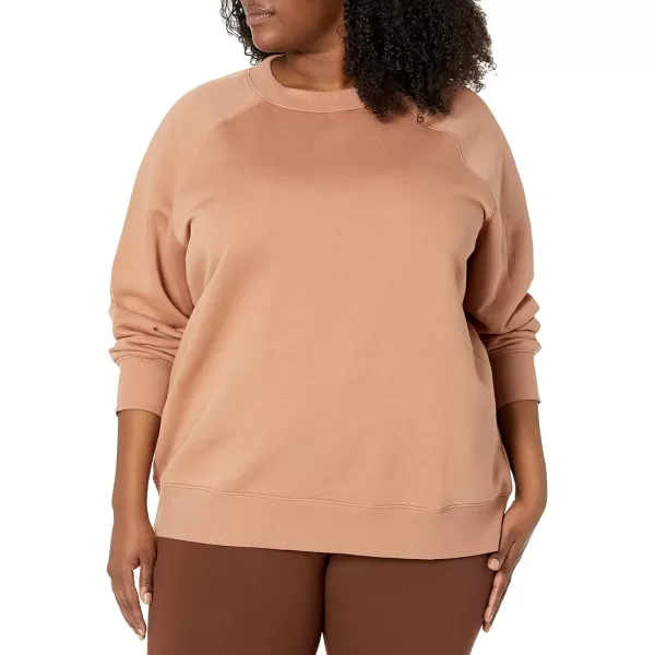 Amazon Essentials Womens RelaxedFit Crew Neck Long Sleeve Sweatshirt Available in Plus SizeLight Brown