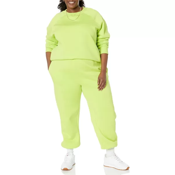 Amazon Essentials Womens RelaxedFit Crew Neck Long Sleeve Sweatshirt Available in Plus SizeLime Green