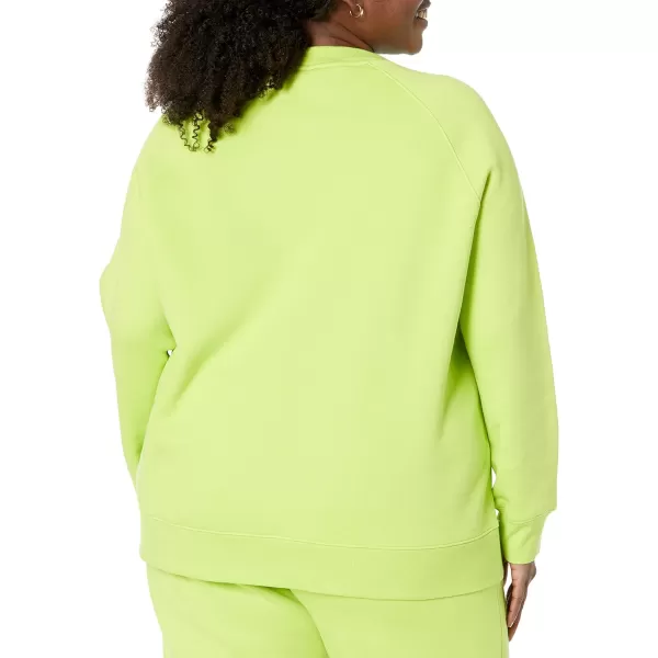 Amazon Essentials Womens RelaxedFit Crew Neck Long Sleeve Sweatshirt Available in Plus SizeLime Green