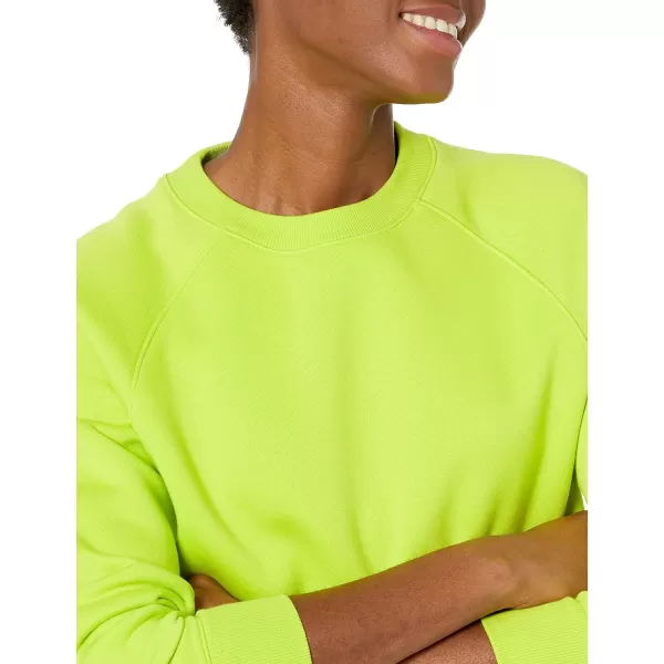 Amazon Essentials Womens RelaxedFit Crew Neck Long Sleeve Sweatshirt Available in Plus SizeLime Green