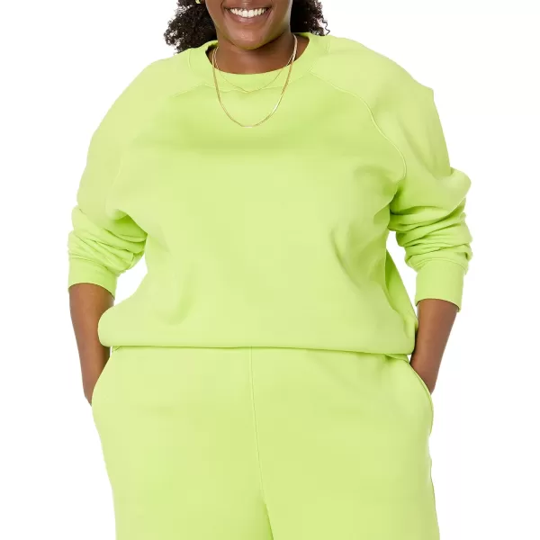 Amazon Essentials Womens RelaxedFit Crew Neck Long Sleeve Sweatshirt Available in Plus SizeLime Green