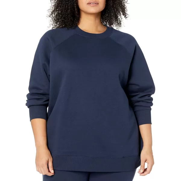 Amazon Essentials Womens RelaxedFit Crew Neck Long Sleeve Sweatshirt Available in Plus SizeNavy