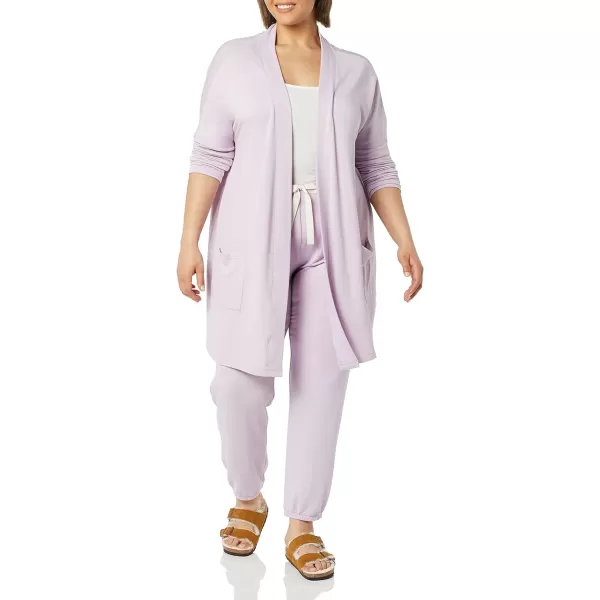 Amazon Essentials Womens RelaxedFit Lightweight Lounge Terry OpenFront CardiganLavender