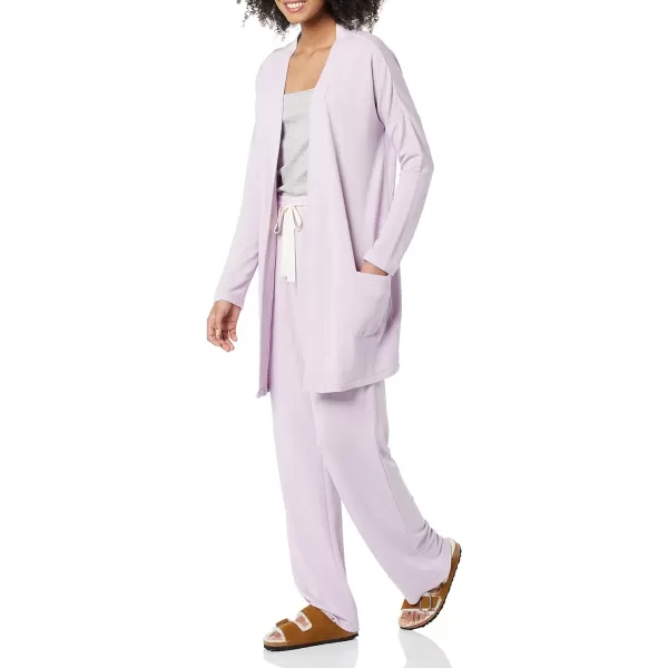 Amazon Essentials Womens RelaxedFit Lightweight Lounge Terry OpenFront CardiganLavender