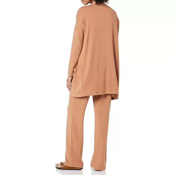 Amazon Essentials Womens RelaxedFit Lightweight Lounge Terry OpenFront CardiganLight Caramel