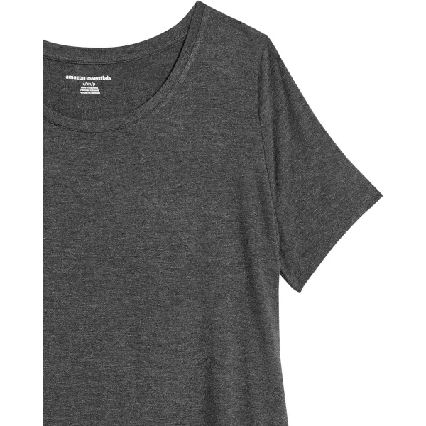 Amazon Essentials Womens RelaxedFit ShortSleeve Scoopneck Swing Tee Available in Plus SizeRayon Blend Charcoal Heather