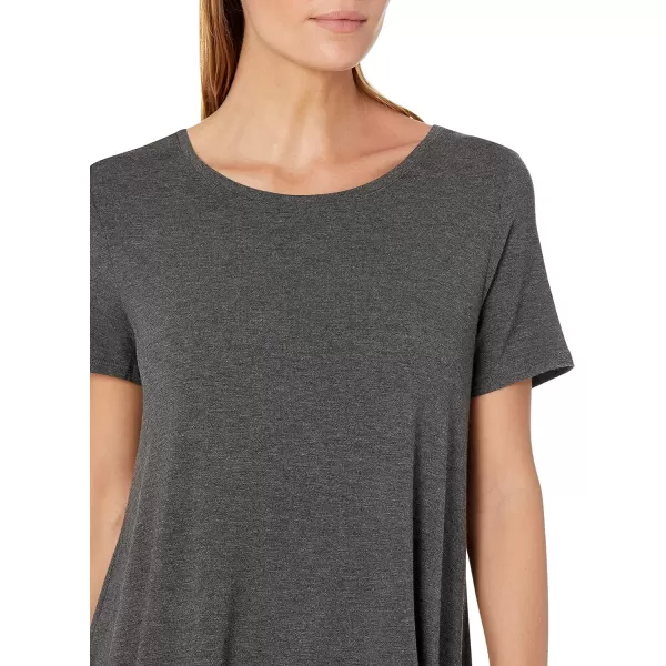 Amazon Essentials Womens RelaxedFit ShortSleeve Scoopneck Swing Tee Available in Plus SizeRayon Blend Charcoal Heather